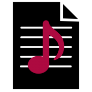 black and red sheet music button