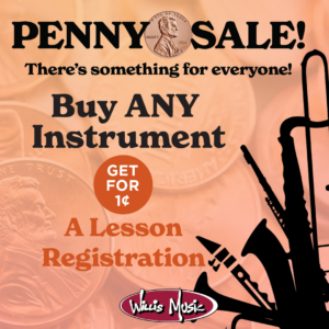 buy any instrument, get a lesson registration for a penny