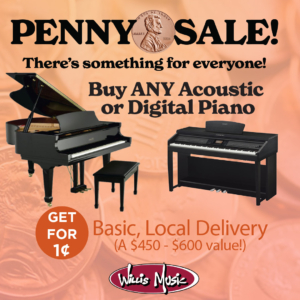 buy any acoustic or digital piano, get basic delivery for a penny